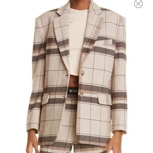 Anine Bing Quinn Blazer Plaid - Khaki Plaid